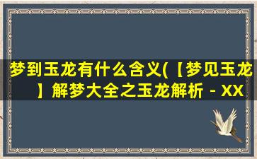 梦到玉龙有什么含义(【梦见玉龙】解梦大全之玉龙解析 - XX梦境)